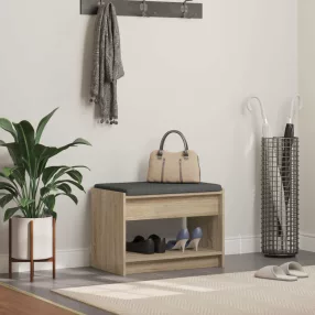   vidaXL Előtér pad Sonoma tölgy 63 x 38 x 45 cm Műanyag Fa és Szövet