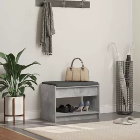   vidaXL Előtér pad Beton Szürke 63 x 38 x 45 cm Műanyag Fa és Szövet