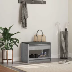   vidaXL Előtér pad Szürke Sonoma 63 x 38 x 45 cm Műanyag Fa és Szövet