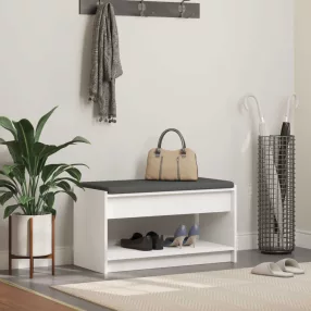   vidaXL Előtér pad párnával Fehér 83 x 38 x 45 cm Műanyag Fa és Szövet