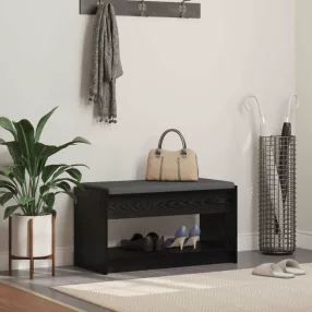   vidaXL Előtér pad Fekete Tölgy 83 x 38 x 45 cm Műanyag Fa és Szövet