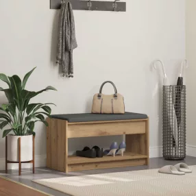   vidaXL Előtér pad Kézműves Tölgy 83 x 38 x 45 cm Műanyag Fa és Szövet