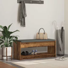 Előtér pad párnával polcokkal Öreg fa 103 x 38 x 45 cm