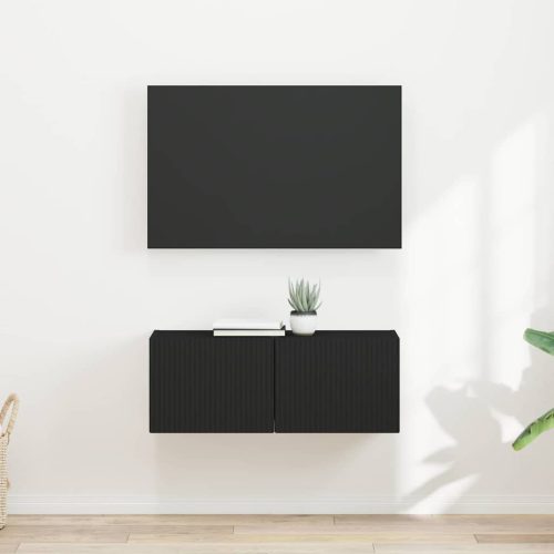 TV Fali Szekrény 2 pcs Fekete 60 x 31 x 29.5 cm Faanyag