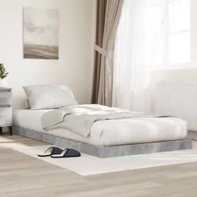 vidaXL Földi ágykeret Beton Szürke 86,5 x 190 cm Faanyag