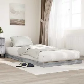 vidaXL Földi ágykeret Szürke Sonoma 76,5 x 200 cm Faanyag
