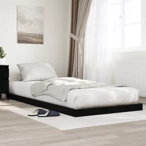 vidaXL Földi ágykeret Fekete tölgy 86,5 x 200 cm Faanyag