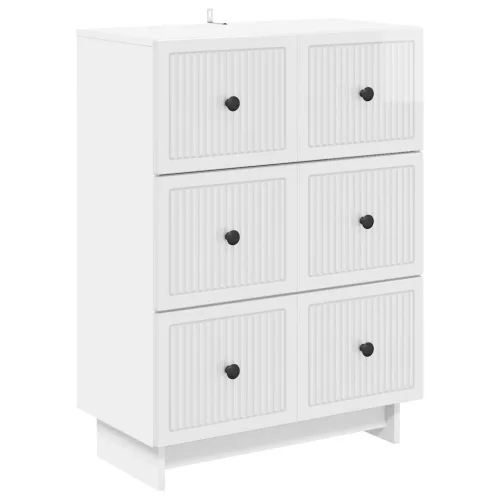 vidaXL Fiókos szekrény Magasfényű Fehér 66 x 34,5 x 90 cm Szerelt Fa