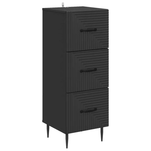 vidaXL Fiókos szekrény Fekete 33 x 34,5 x 89,5 cm Szerelt Fa