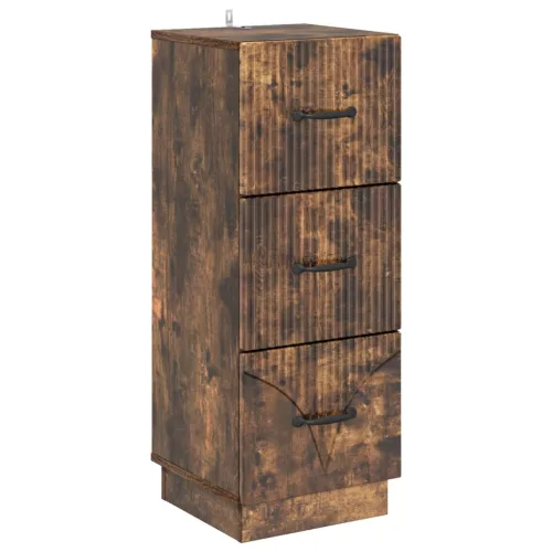 vidaXL Fiókos szekrény Füstös Tölgy 33 x 34,5 x 87 cm Szerelt Fa