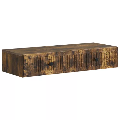 vidaXL Fali oldaltábla Füstös Tölgy 87,5 x 34,5 x 17 cm Szerelt Fa
