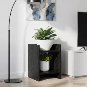   vidaXL Növényállvány polcokkal Fekete Tölgy 30 x 30 x 40 cm Mérnöki fa