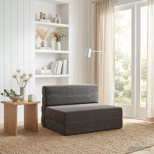 Összecsukható kanapéágy Sötétszürke 70 x 72 x 60 cm Szövet