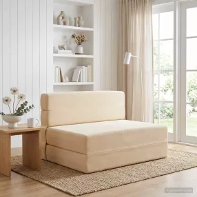   Összecsukható kanapéágy Krémszínű 70 x 72 x 60 cm Szövet