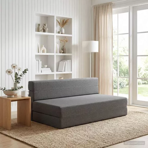 Összecsukható kanapéágy Világosszürke 152 x 86,5 x 60 cm Szövet