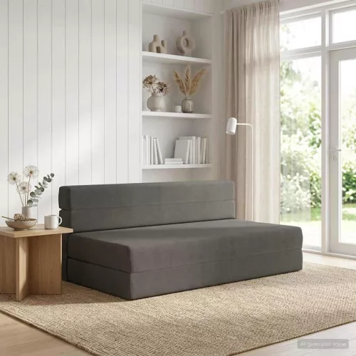 Összecsukható kanapéágy Sötétszürke 152 x 86,5 x 60 cm Szövet