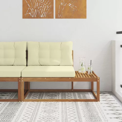 vidaXL Kültéri végkanapé párnával Természetes 115 x 83 x 73 cm