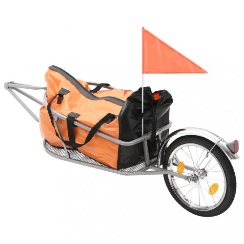 Kerékpár-utánfutó narancssárga/fekete táskával