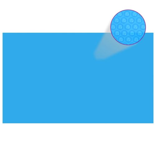 kék, négyszögletes PE medencetakaró 500 x 300 cm