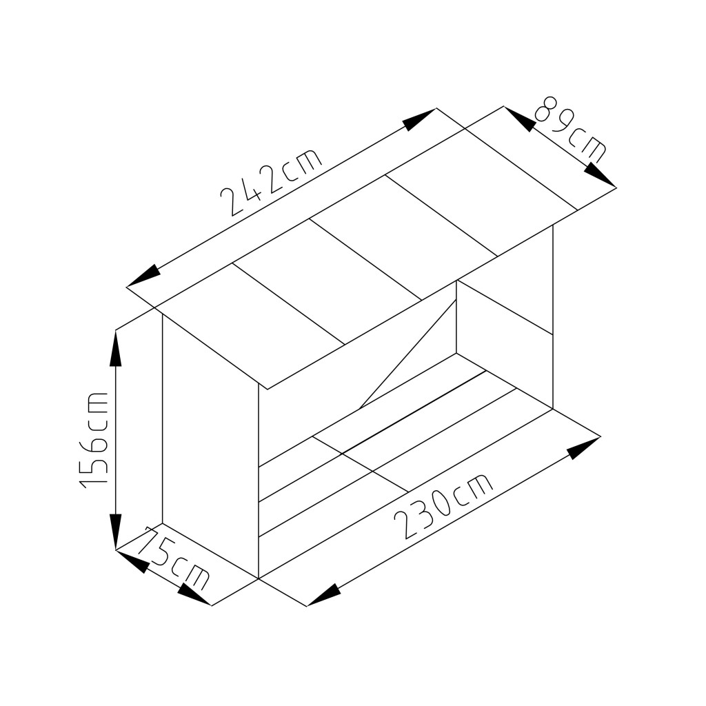 G21 WOH 335 tüzifa tároló - 242 x 89 cm, antracit