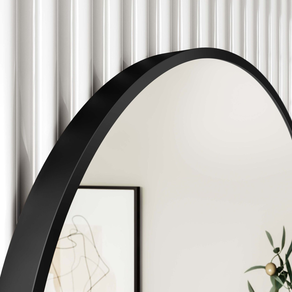 TMP IRON fürdőszobai tükör - FEKETE keret - kerek - 70 cm