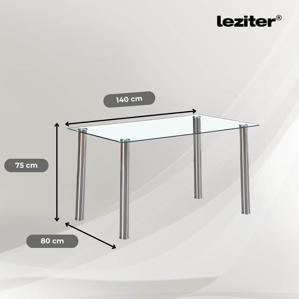 Berna 140 cm szögletes üveg étkezőasztal