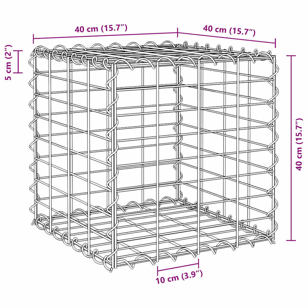 vidaXL kocka alakú acélhuzal gabion magaságyás 40 x 40 x 40 cm