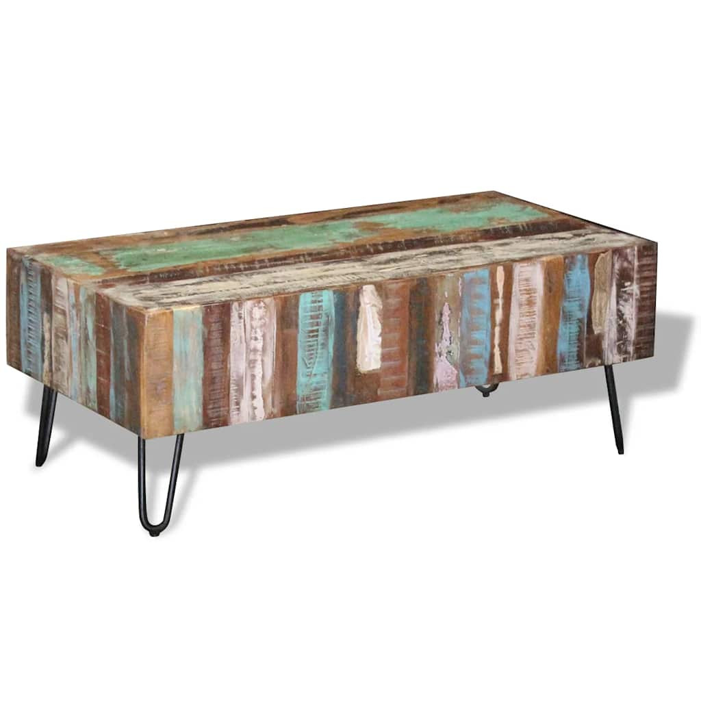 tömör újrahasznosított fa dohányzóasztal 100 x 50 x 38 cm tömör újrahasznosított fa dohányzóasztal 100 x 50 x 38 cm