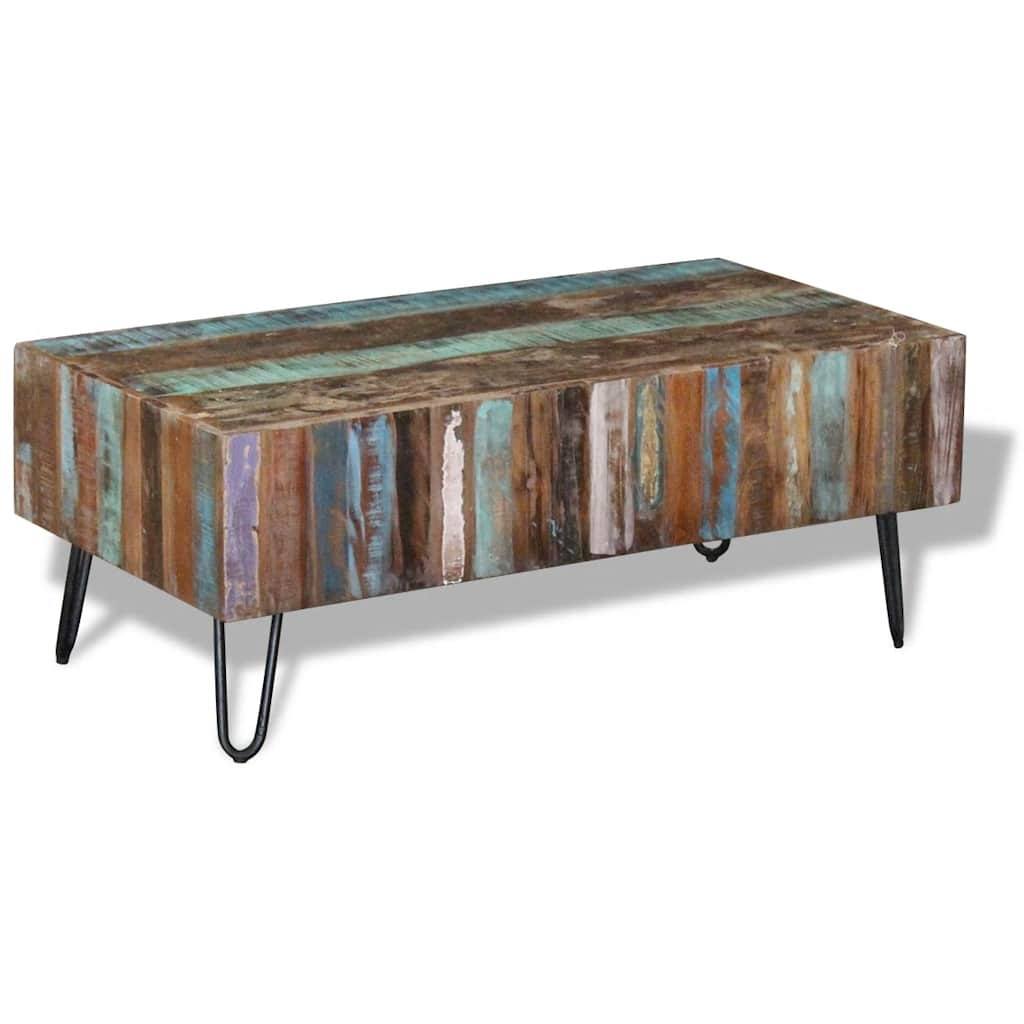 tömör újrahasznosított fa dohányzóasztal 100 x 50 x 38 cm tömör újrahasznosított fa dohányzóasztal 100 x 50 x 38 cm