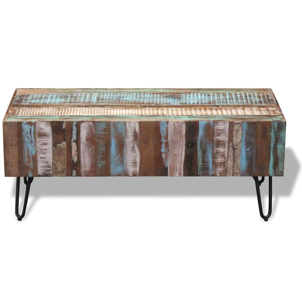 tömör újrahasznosított fa dohányzóasztal 100 x 50 x 38 cm tömör újrahasznosított fa dohányzóasztal 100 x 50 x 38 cm
