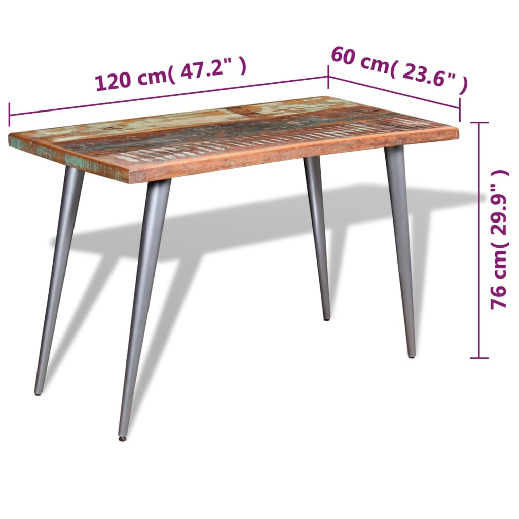 tömör újrahasznosított fa étkezőasztal 120 x 60 x 76 cm tömör újrahasznosított fa étkezőasztal 120 x 60 x 76 cm