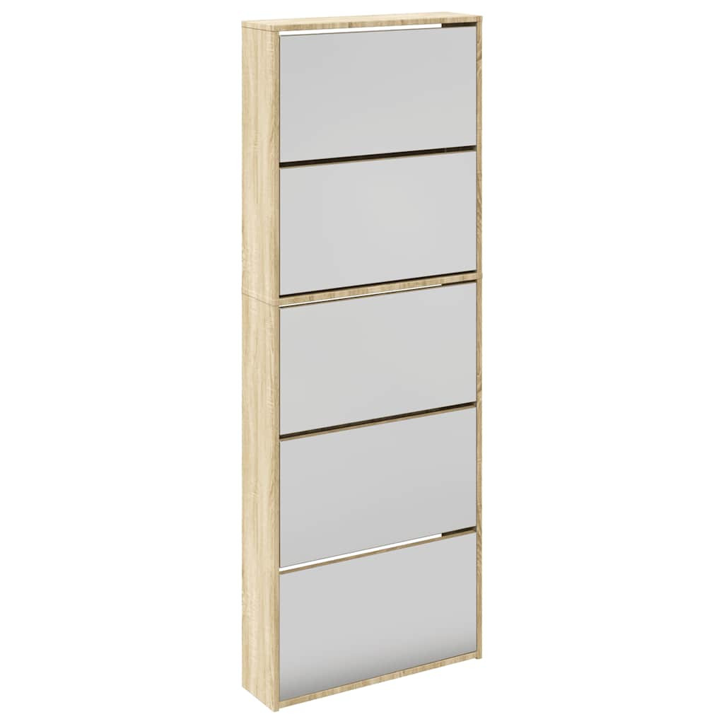 5 szintes tükrös tölgy cipőszekrény 63 x 17 x 169,5 cm 5 szintes tükrös tölgy cipőszekrény 63 x 17 x 169,5 cm