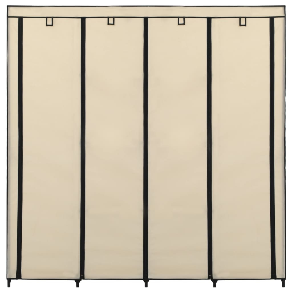 krémszínű ruhásszekrény 4 tárolórekesszel 175 x 45 x 170 cm