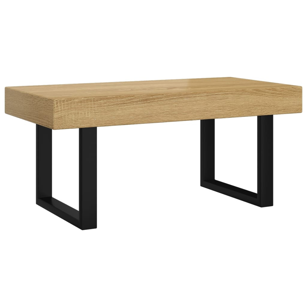 világosbarna és fekete MDF és vas dohányzóasztal 90x45x40 cm