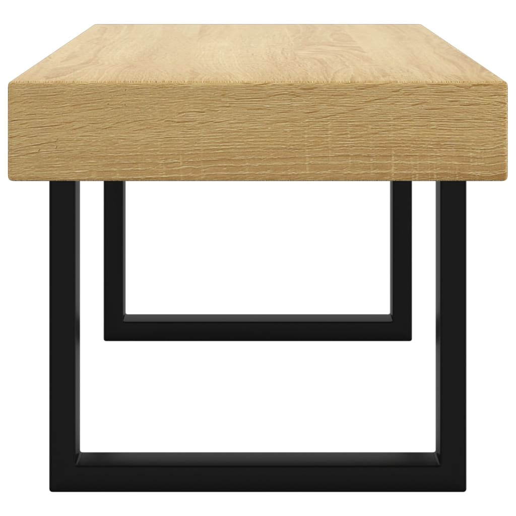 világosbarna és fekete MDF és vas dohányzóasztal 90x45x40 cm