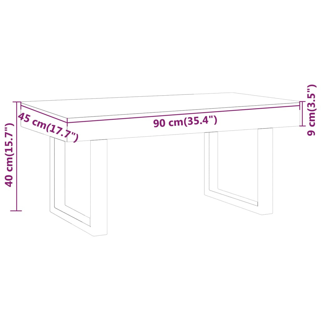 világosbarna és fekete MDF és vas dohányzóasztal 90x45x40 cm