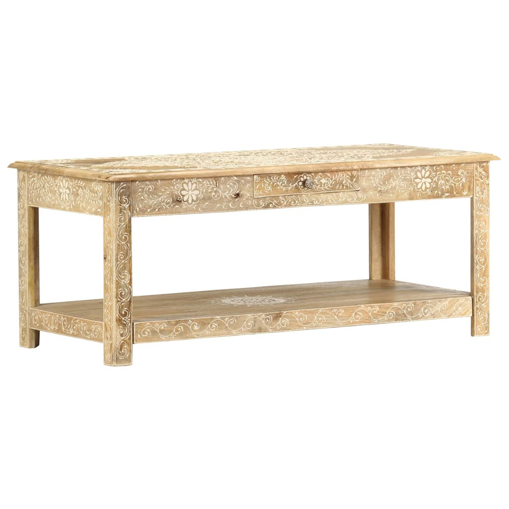 kézzel festett tömör mangófa dohányzóasztal 110 x 50 x 45 cm