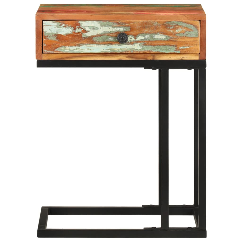 U-alakú tömör újrahasznosított fa kisasztal 45 x 30 x 61 cm