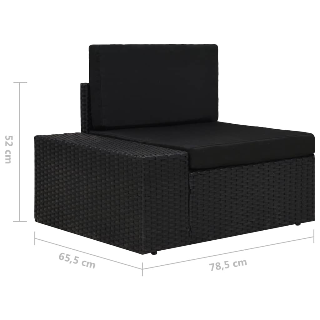 5 részes fekete polyrattan kerti ülőgarnitúra