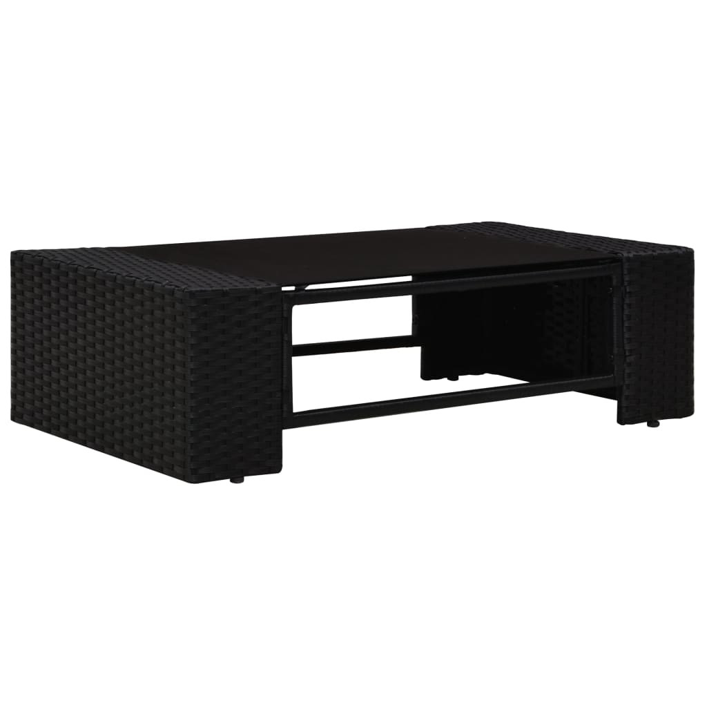 4 részes fekete polyrattan kerti ülőgarnitúra