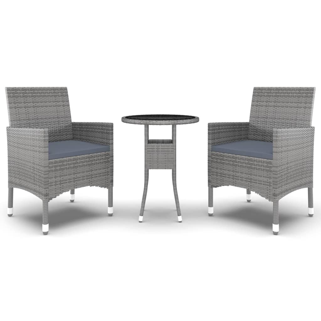3 részes szürke polyrattan kerti étkezőgarnitúra