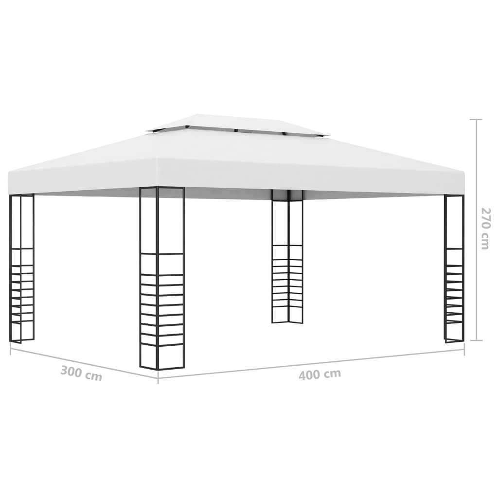 fehér pavilon LED fényfüzérrel 4 x 3 x 2,7 m