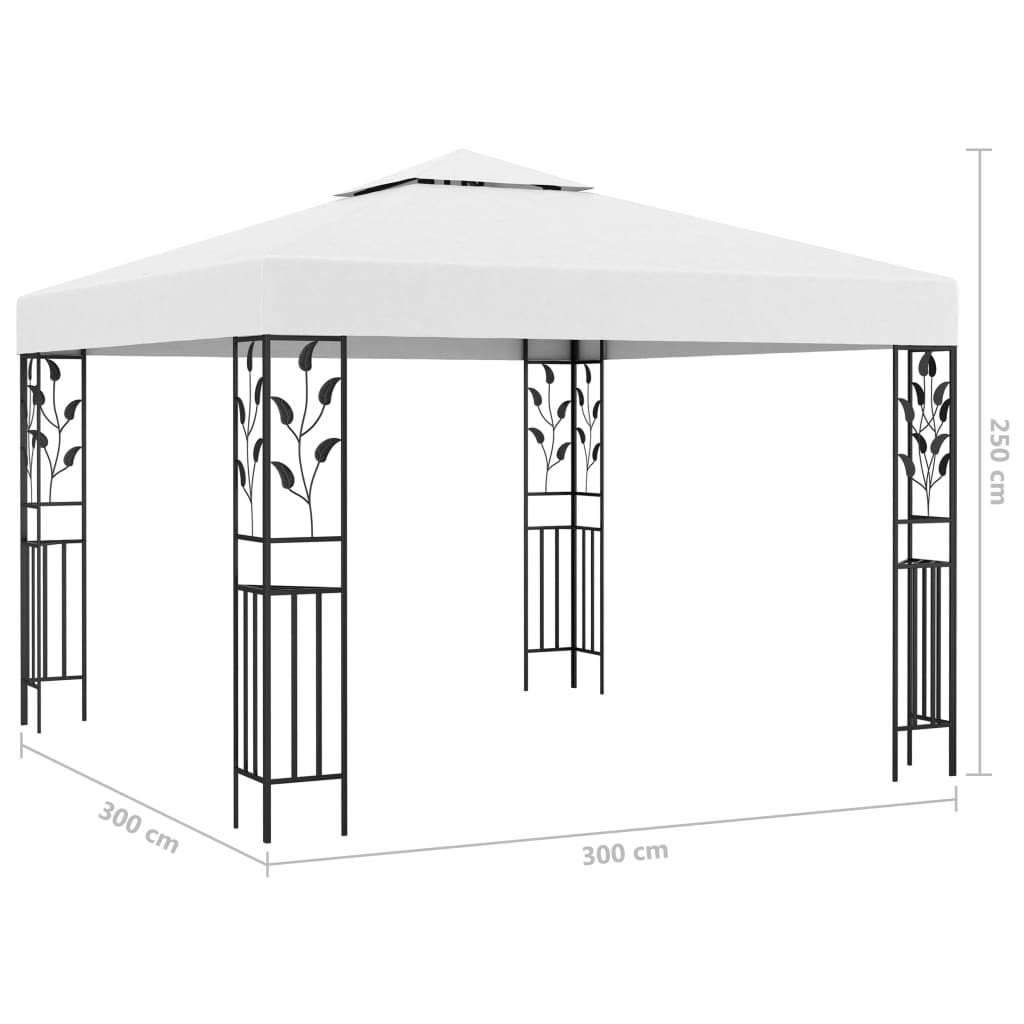 fehér pavilon LED fényfüzérrel 3 x 3 m