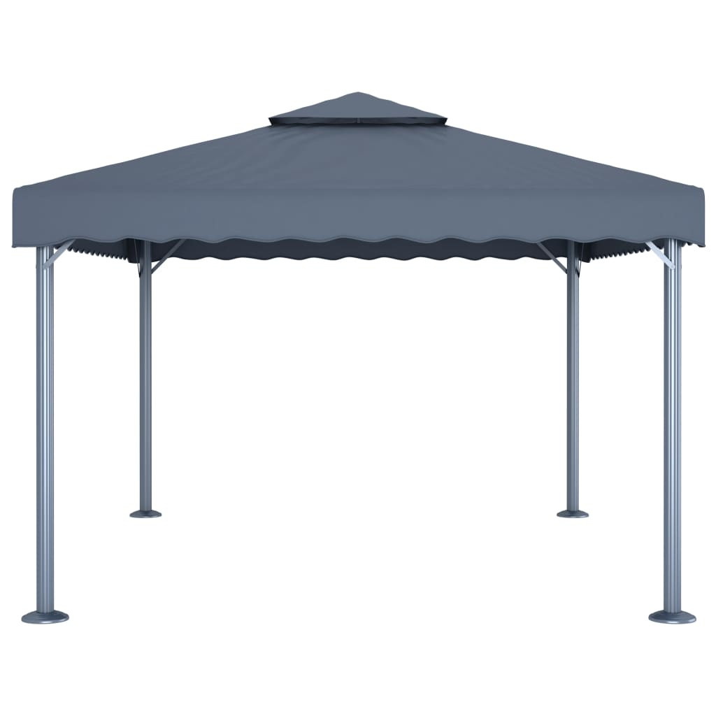 antracitszürke alumíniumpavilon LED fényfüzérrel 400 x 300 cm