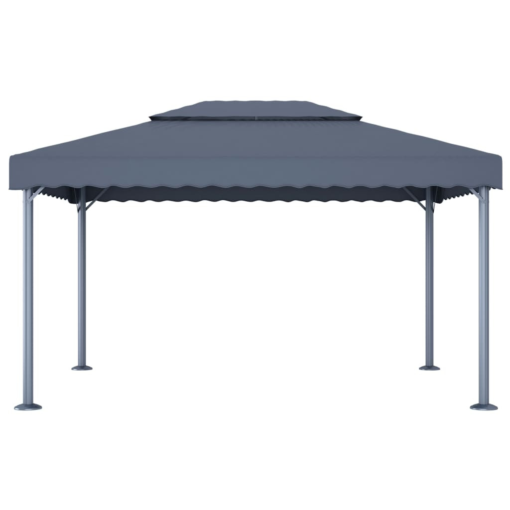antracitszürke alumíniumpavilon LED fényfüzérrel 400 x 300 cm