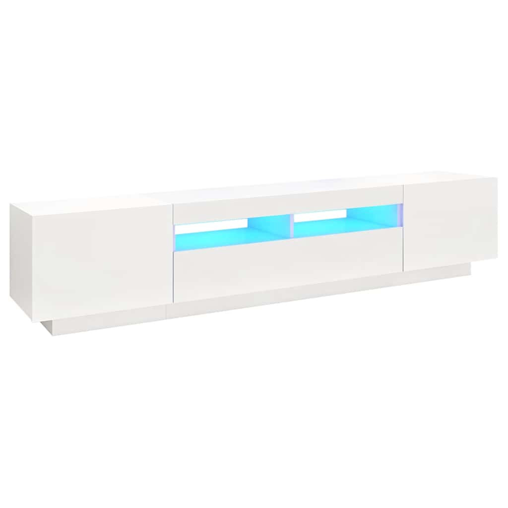 fehér TV-szekrény LED-lámpákkal 200 x 35 x 40 cm