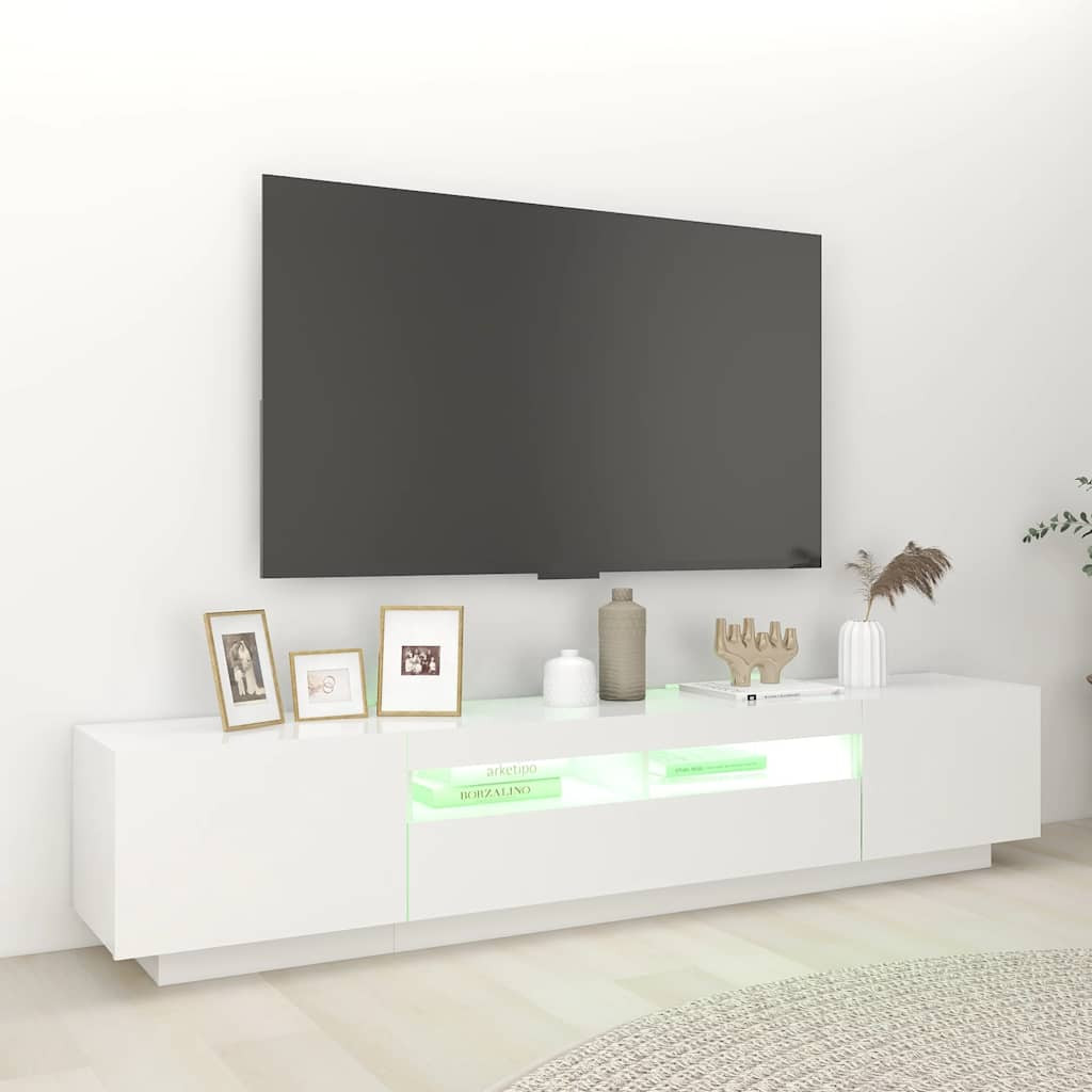 fehér TV-szekrény LED-lámpákkal 200 x 35 x 40 cm