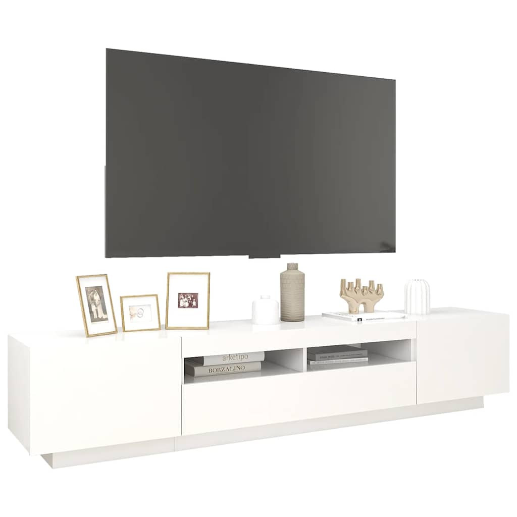 fehér TV-szekrény LED-lámpákkal 200 x 35 x 40 cm