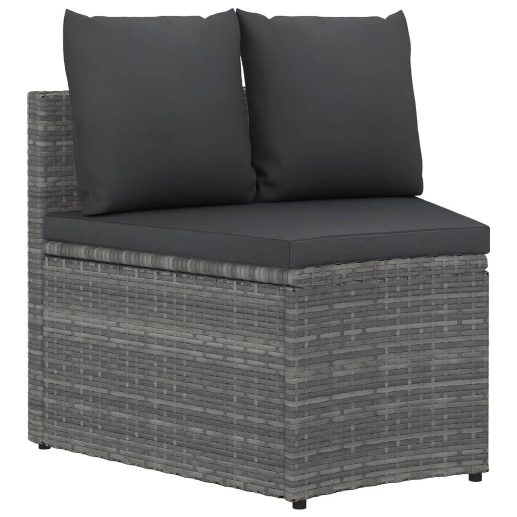 2 részes szürke polyrattan kerti kanapészett párnákkal