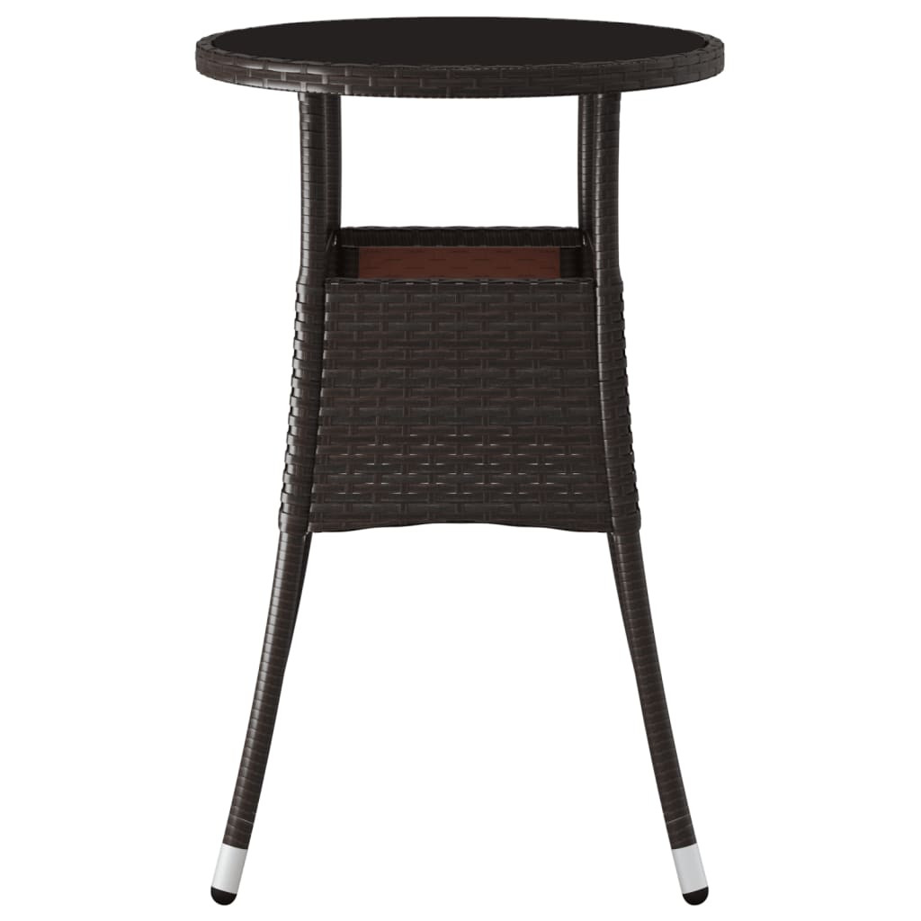 barna polyrattan és edzett üveg kerti asztal Ø60 x 75 cm